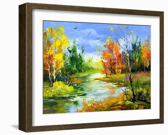 The Autumn Landscape Executed By Oil On A Canvas-balaikin2009-Framed Art Print