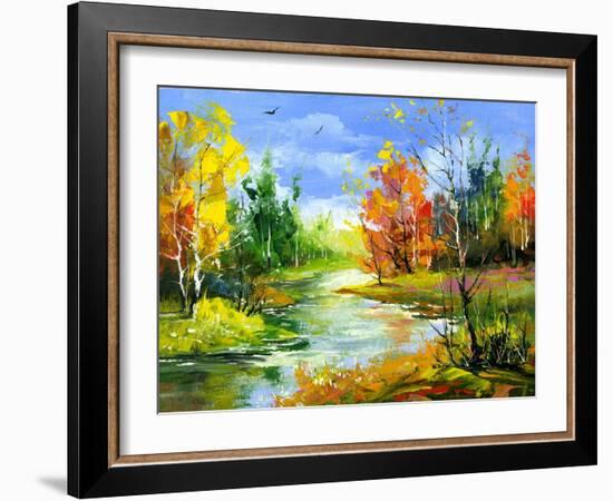 The Autumn Landscape Executed By Oil On A Canvas-balaikin2009-Framed Art Print