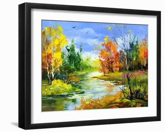 The Autumn Landscape Executed By Oil On A Canvas-balaikin2009-Framed Art Print