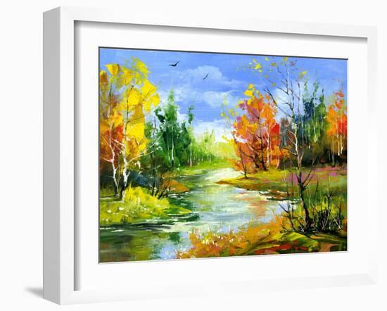 The Autumn Landscape Executed By Oil On A Canvas-balaikin2009-Framed Art Print