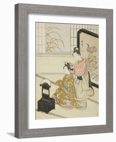 The Autumn Moon in the Mirror (Kyodai No Shugetsu), C.1766-Suzuki Harunobu-Framed Giclee Print