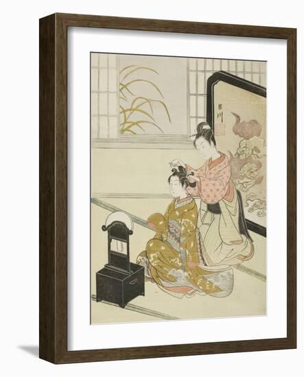 The Autumn Moon in the Mirror (Kyodai No Shugetsu), C.1766-Suzuki Harunobu-Framed Giclee Print