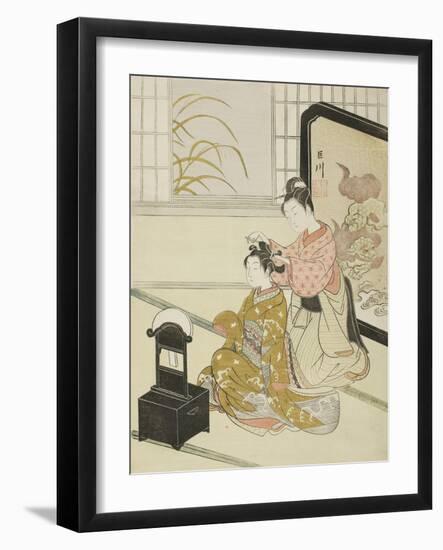 The Autumn Moon in the Mirror (Kyodai No Shugetsu), C.1766-Suzuki Harunobu-Framed Giclee Print