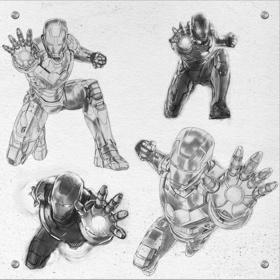 The Avengers Age Of Ultron Iron Man Character Sketches Art On Acrylic By Artcom
