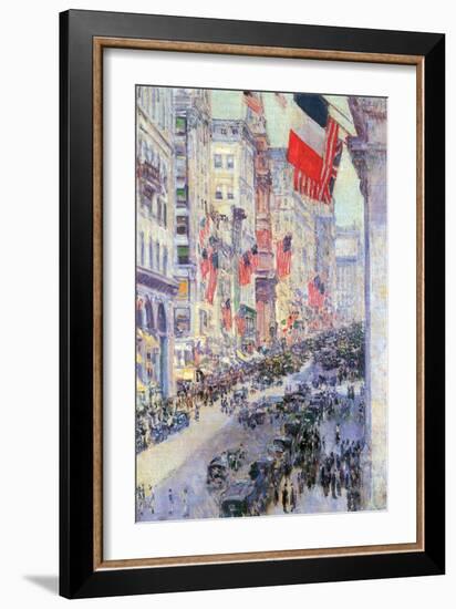 The Avenue Along 34th Street, May 1917-Childe Hassam-Framed Art Print