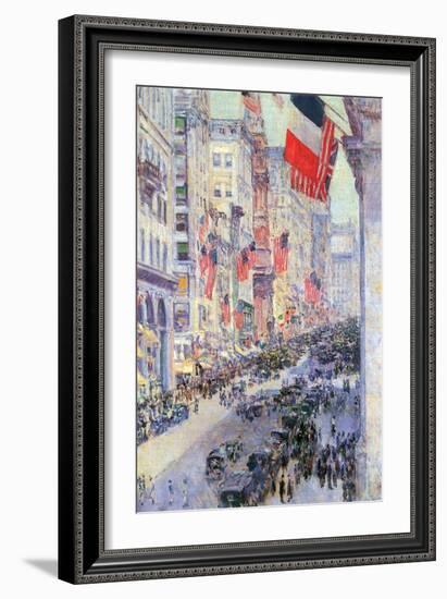 The Avenue Along 34th Street, May 1917-Childe Hassam-Framed Art Print