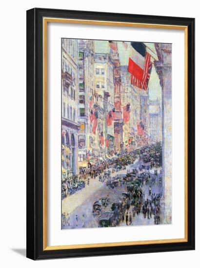 The Avenue Along 34th Street, May 1917-Childe Hassam-Framed Art Print
