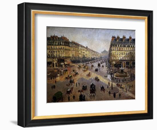 The Avenue De L'opera, Paris, Sunlight, Winter Morning, Ca. 1880-Camille Pissarro-Framed Giclee Print