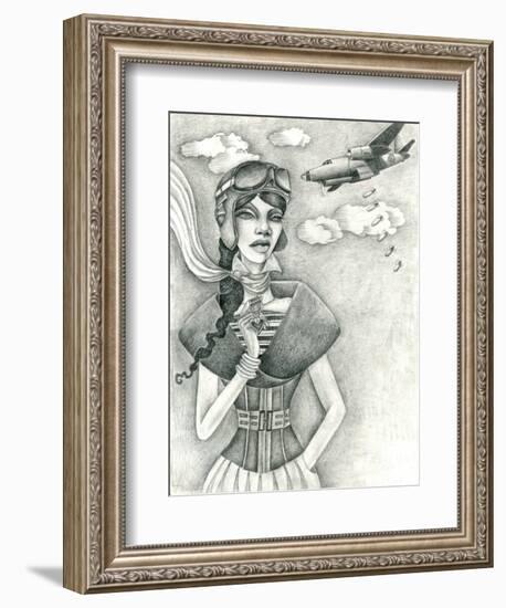 The Aviator (Drawing)-Jami Goddess-Framed Art Print