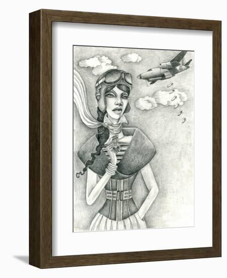 The Aviator (Drawing)-Jami Goddess-Framed Art Print