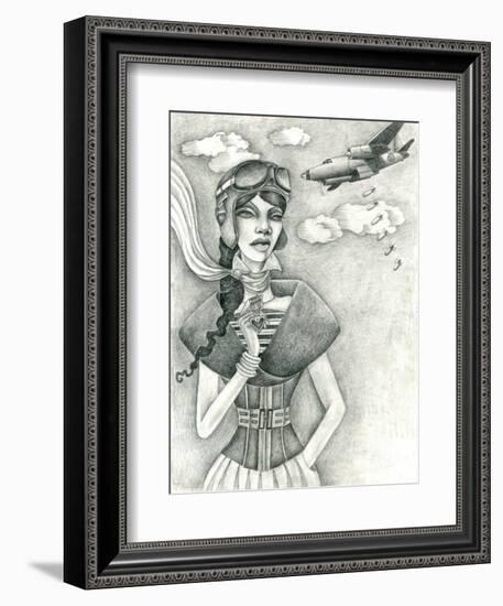 The Aviator (Drawing)-Jami Goddess-Framed Art Print