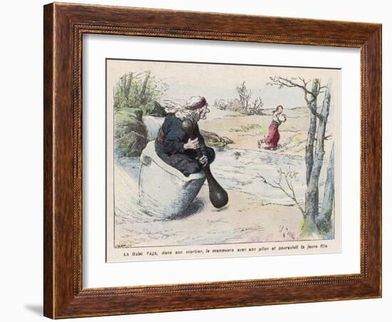The Baba Yaga Chases the Girl in a Pestle-Edouard Zier-Framed Art Print