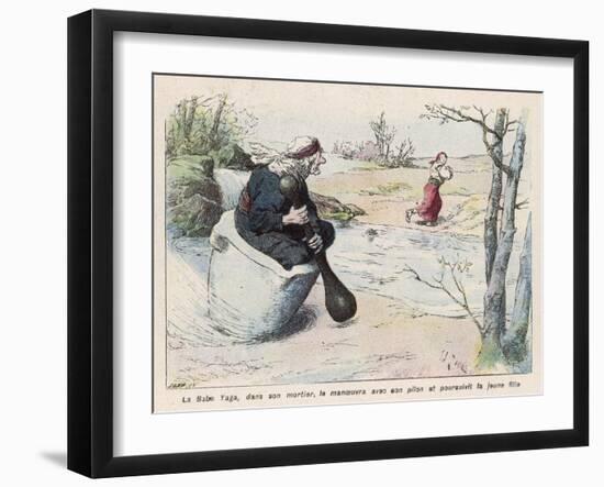 The Baba Yaga Chases the Girl in a Pestle-Edouard Zier-Framed Art Print