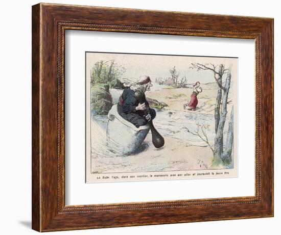 The Baba Yaga Chases the Girl in a Pestle-Edouard Zier-Framed Art Print