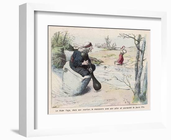 The Baba Yaga Chases the Girl in a Pestle-Edouard Zier-Framed Art Print