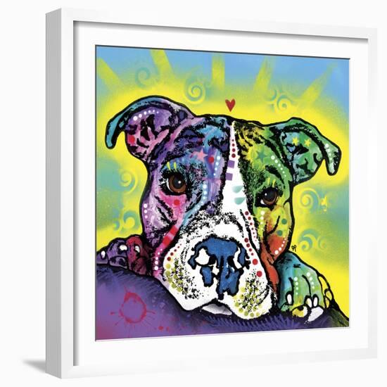 The Baby Pit Bull, Dogs, Pets, Animals,Baby, Pit bulls, Yellow glow, Star burst, Rays, white snout-Russo Dean-Framed Giclee Print