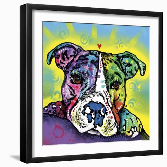 The Baby Pit Bull, Dogs, Pets, Animals,Baby, Pit bulls, Yellow glow, Star burst, Rays, white snout-Russo Dean-Framed Giclee Print