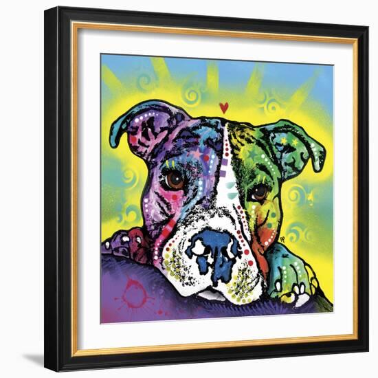 The Baby Pit Bull, Dogs, Pets, Animals,Baby, Pit bulls, Yellow glow, Star burst, Rays, white snout-Russo Dean-Framed Giclee Print