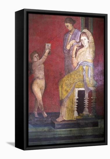 The Baccantis before the Feast in the Triclinium in the Villa Dei Misteri, Pompeii, Campania, Italy-Oliviero Olivieri-Framed Premier Image Canvas