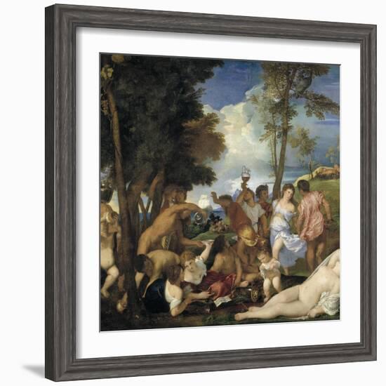 The Bacchanal of the Andrians, 1523-1526-Titian (Tiziano Vecelli)-Framed Giclee Print