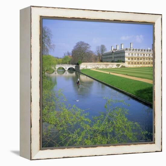 The Backs, River Cam, Clare College, Cambridge, Cambridgeshire, England, UK-Geoff Renner-Framed Premier Image Canvas