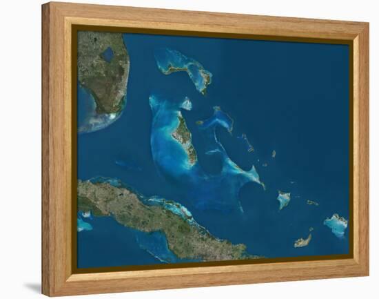 The Bahamas, Satellite Image-null-Framed Premier Image Canvas