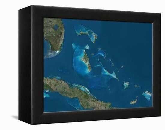 The Bahamas, Satellite Image-null-Framed Premier Image Canvas