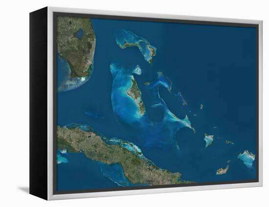 The Bahamas, Satellite Image-null-Framed Premier Image Canvas