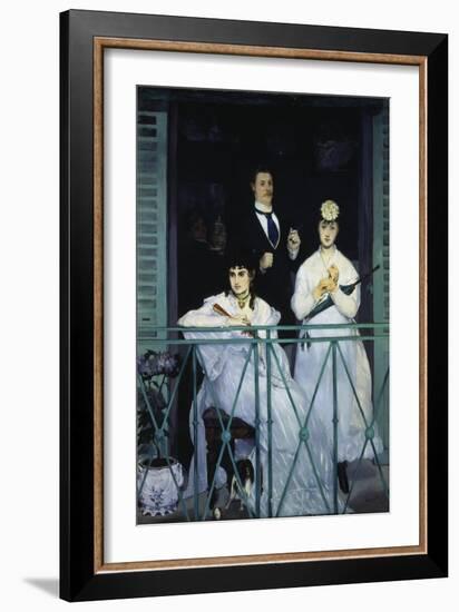 The Balcony. Berthe Morisot, Fanny Claus and Antoine Guillemet, 1868/69-Edouard Manet-Framed Giclee Print