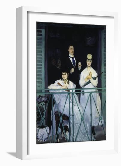 The Balcony. Berthe Morisot, Fanny Claus and Antoine Guillemet, 1868/69-Edouard Manet-Framed Giclee Print