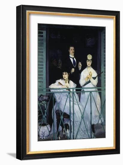 The Balcony. Berthe Morisot, Fanny Claus and Antoine Guillemet, 1868/69-Edouard Manet-Framed Giclee Print