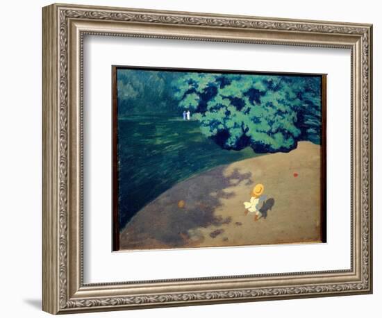 The Ball or Corner Park with Child Playing Ball Painting by Felix Vallotton (1865-1925) 1899 Sun. 0-Felix Edouard Vallotton-Framed Giclee Print