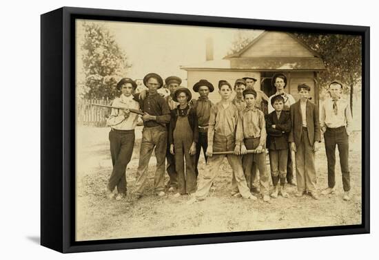 The Ball Team Composed Mostly of Glassworkers. Indiana, 1908 (Sepia Photo)-Lewis Wickes Hine-Framed Premier Image Canvas