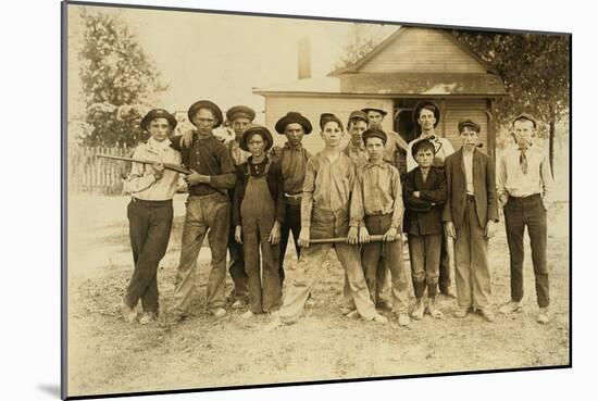 The Ball Team Composed Mostly of Glassworkers. Indiana, 1908 (Sepia Photo)-Lewis Wickes Hine-Mounted Giclee Print