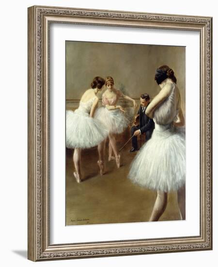 The Ballet Lesson, 1914 (Oil on Canvas)-Pierre Carrier-belleuse-Framed Giclee Print