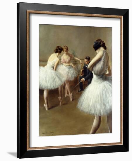 The Ballet Lesson, 1914 (Oil on Canvas)-Pierre Carrier-belleuse-Framed Giclee Print