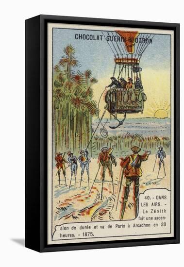 The Balloon Zenith Making a Flight Lasting 23 Hours from Paris to Arcachon, 1875-null-Framed Premier Image Canvas