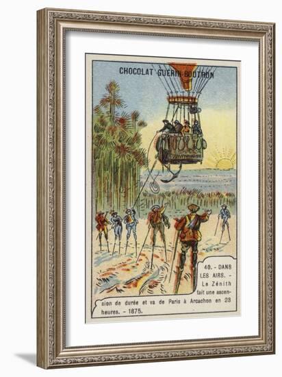 The Balloon Zenith Making a Flight Lasting 23 Hours from Paris to Arcachon, 1875-null-Framed Giclee Print