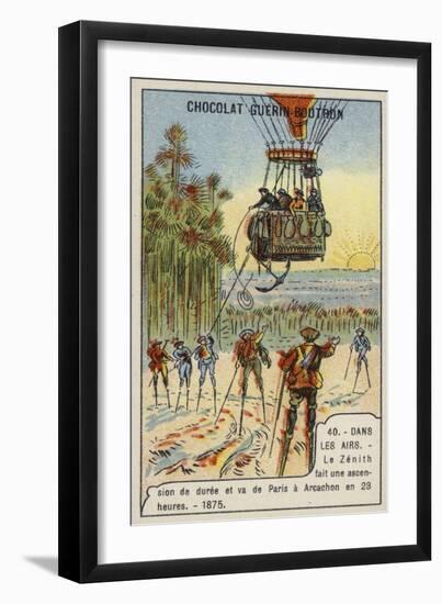 The Balloon Zenith Making a Flight Lasting 23 Hours from Paris to Arcachon, 1875-null-Framed Giclee Print