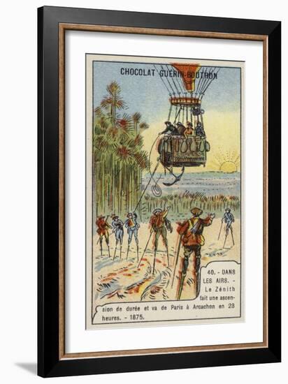 The Balloon Zenith Making a Flight Lasting 23 Hours from Paris to Arcachon, 1875-null-Framed Giclee Print
