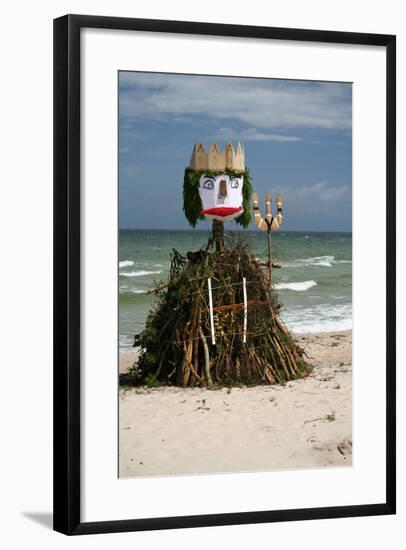The Baltic Sea, RŸgen, North Beach, Neptune Figure-Catharina Lux-Framed Photographic Print