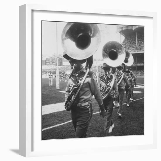 The Baltimore Colts' Marching Band Leaving the Field-null-Framed Photographic Print