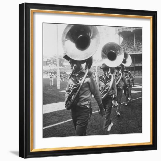 The Baltimore Colts' Marching Band Leaving the Field-null-Framed Photographic Print