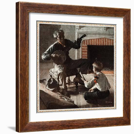 The Banjo Player-Norman Rockwell-Framed Premium Giclee Print