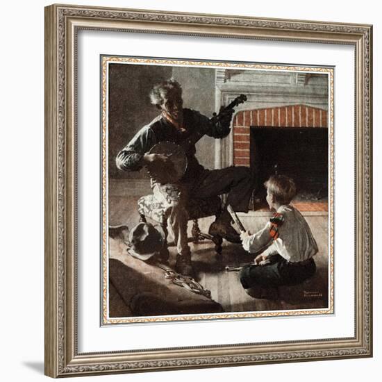 The Banjo Player-Norman Rockwell-Framed Giclee Print