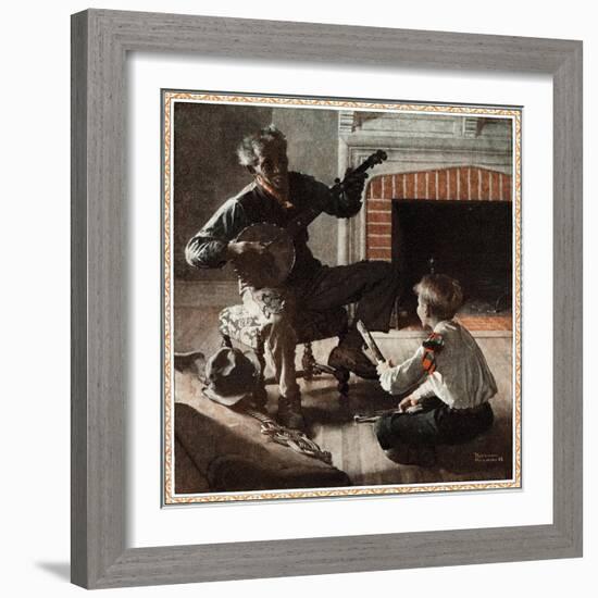 The Banjo Player-Norman Rockwell-Framed Giclee Print