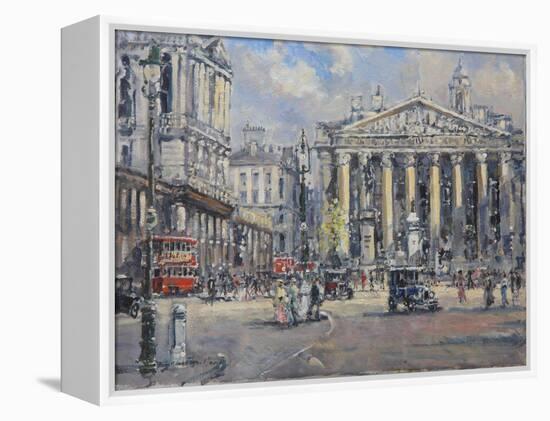 The Bank Crossing, the Royal Exchange and the Bank of England C.1930-John Sutton-Framed Premier Image Canvas