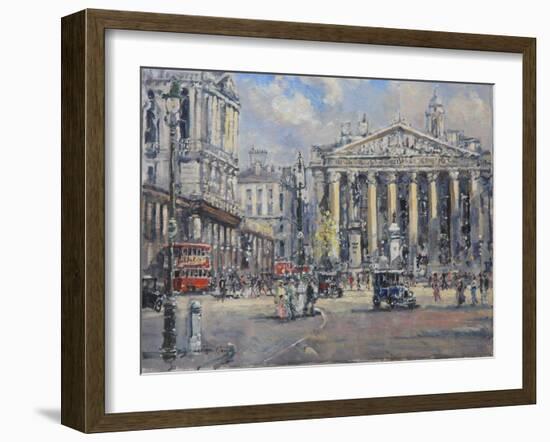 The Bank Crossing, the Royal Exchange and the Bank of England C.1930-John Sutton-Framed Giclee Print