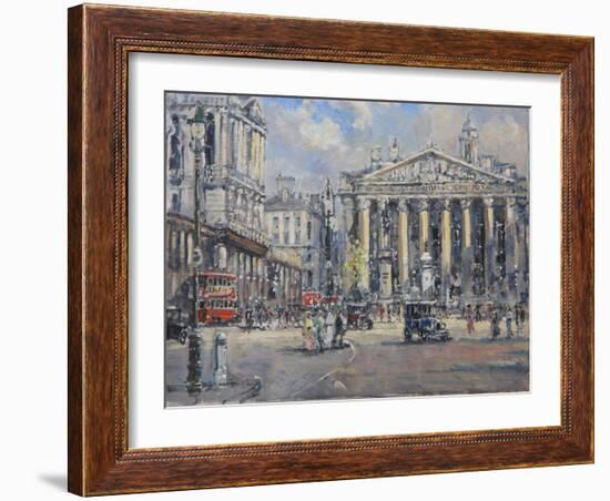 The Bank Crossing, the Royal Exchange and the Bank of England C.1930-John Sutton-Framed Giclee Print