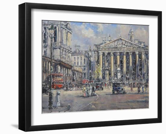 The Bank Crossing, the Royal Exchange and the Bank of England C.1930-John Sutton-Framed Giclee Print